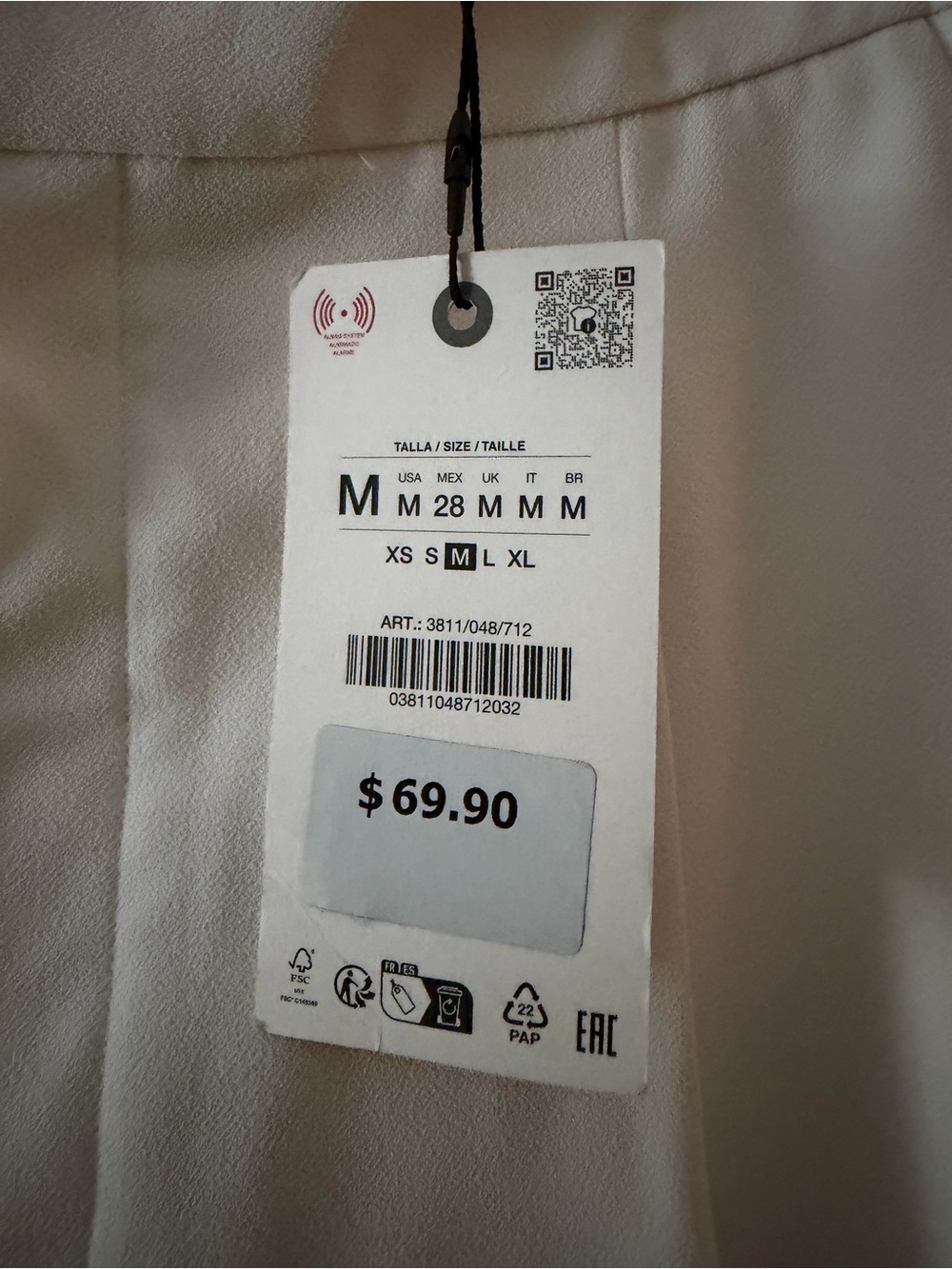 Zara White High-Waisted Wide-Leg Pleated Dress Pants NWT - Picture 3 of 4